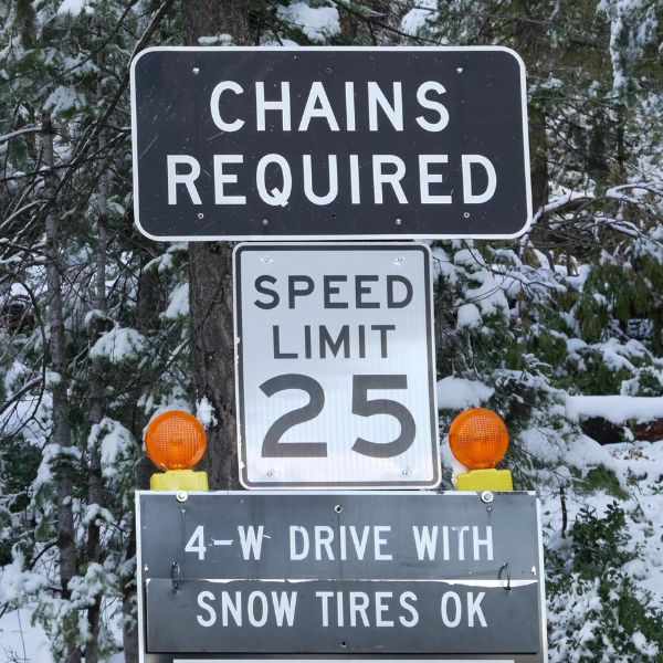 Chains Required Road Sign, Yosemite, California