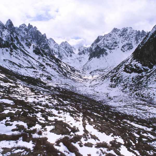 Snow covered mountains in Northwest Territories